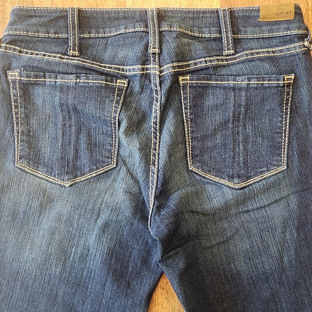 Ariat Trouser Jeans Womens 30R Blue Medium Wash Mid Rise Wide Leg Stretch Denim - Picture 10 of 15